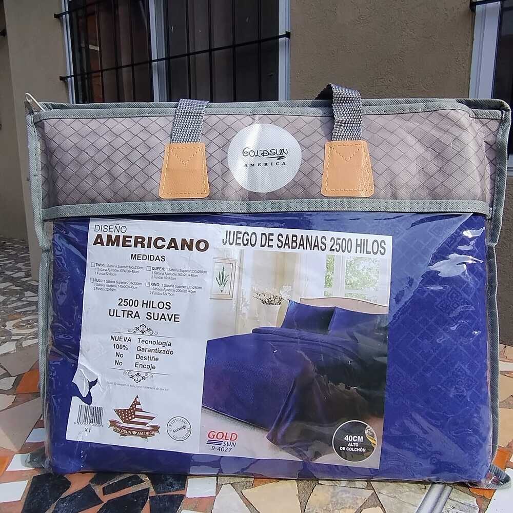 Juego de Sábanas 2500 hilos Goldsun Full Azul Tecnología Electrodomésticos y mucho más