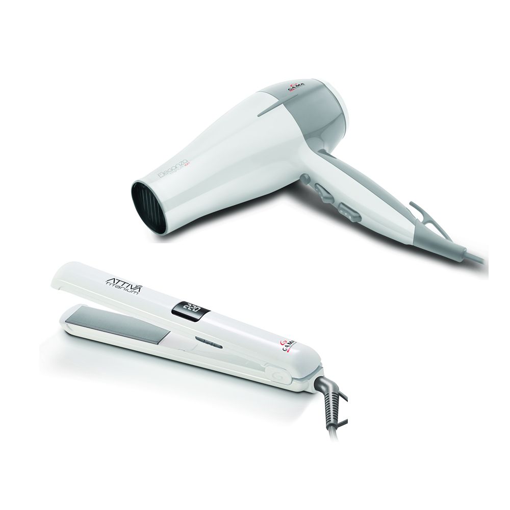 Planchita y Secador Gama Attiva Titanium ion plus